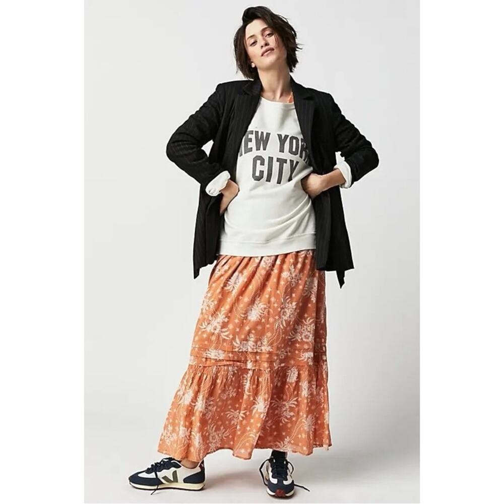 Free People Golden Hour Maxi Dress Bohemian Floral Dainty Tan Neutral Small - Picture 4 of 14